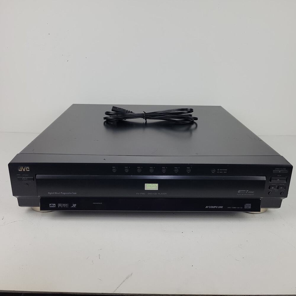 JVC XV-F80BK 7-Disc ProgressiveScan DVD/CD Changer Tested No Remote